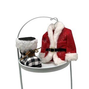Santa Coat Boot Christmas Ornament Buffalo Checkered Plaid Lot Red Black Holiday